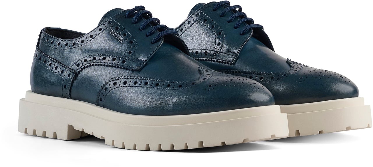 Antony Morato DERBY COLE IN CRUST CALF LEATHER.BROGUE DETAILS.LOGO ACCENTS ON UPPER.WELTED RACK SOLE Blauw