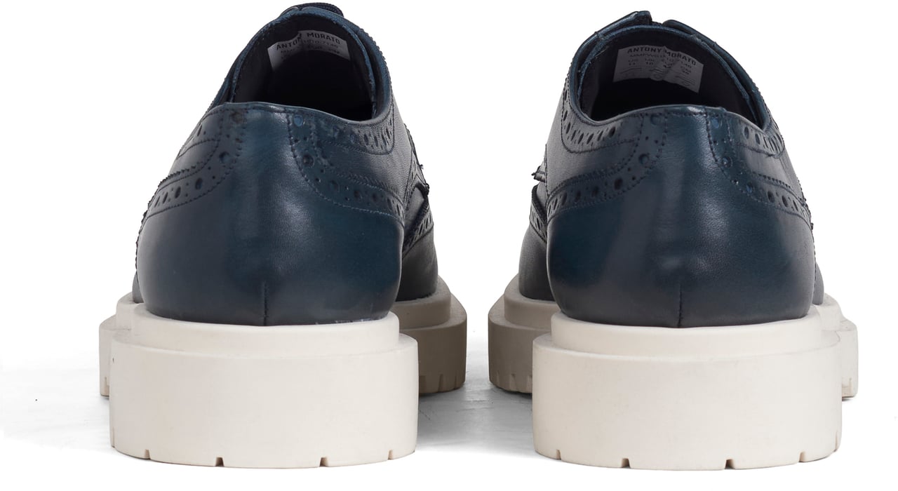 Antony Morato DERBY COLE IN CRUST CALF LEATHER.BROGUE DETAILS.LOGO ACCENTS ON UPPER.WELTED RACK SOLE Blauw