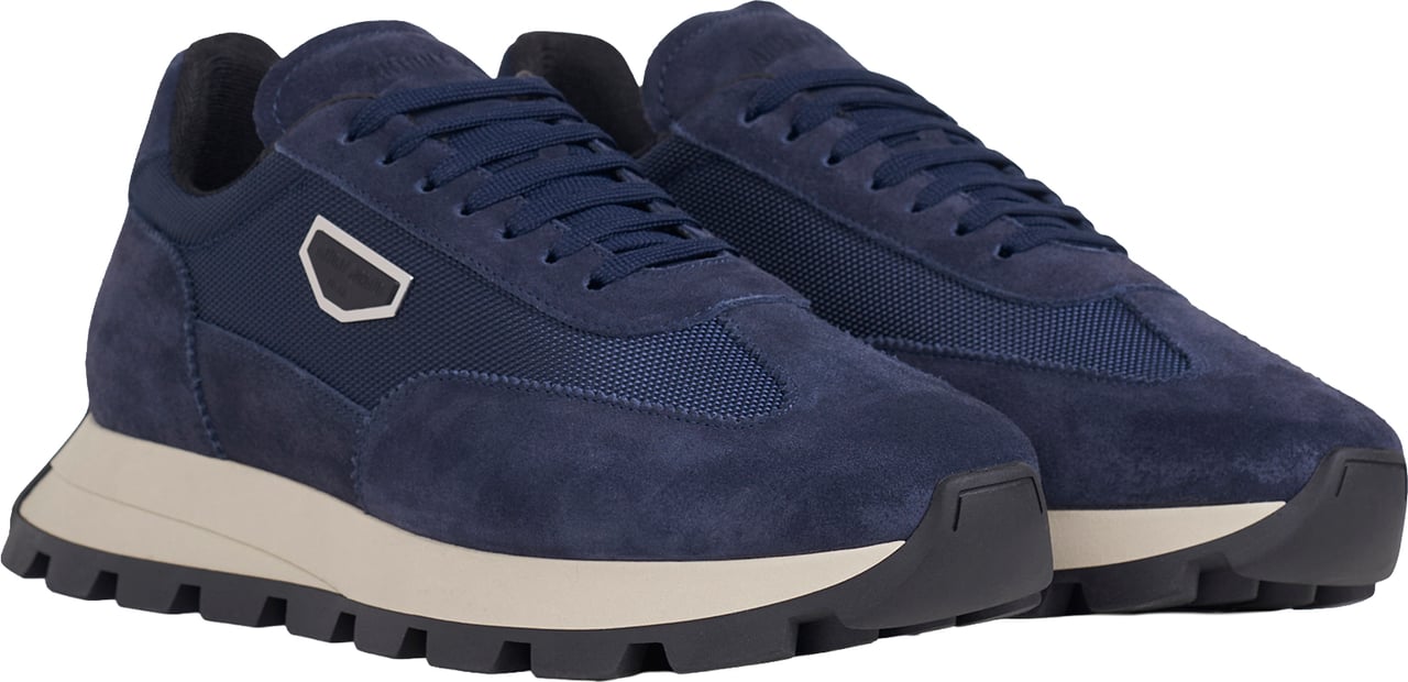 Antony Morato RUNNING METAL RHINO SUEDE IN BOMBER E CAMOSCIO Blauw