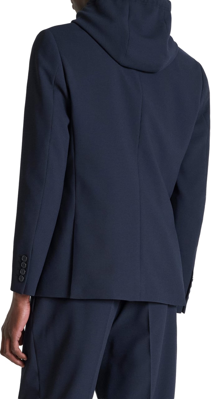 Antony Morato JACKET RILEY REGULAR FIT IN KNIT FABRIC VISCOSE BLEND WITH DETACHABLE PART WITH HOOD Blauw