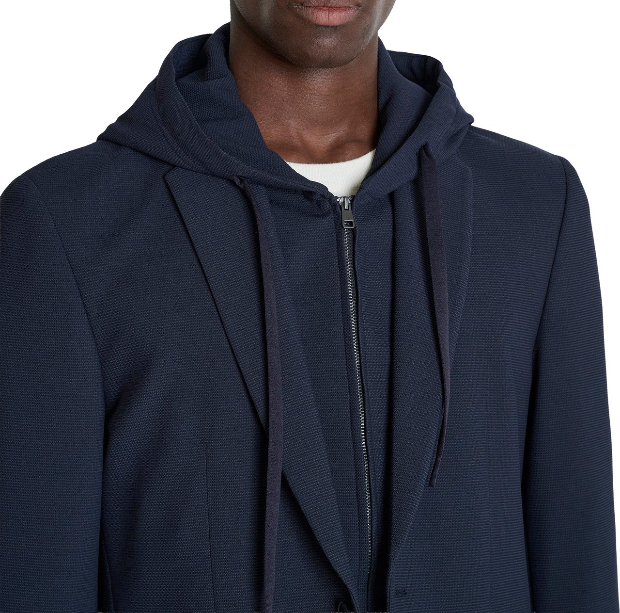Antony Morato JACKET RILEY REGULAR FIT IN KNIT FABRIC VISCOSE BLEND WITH DETACHABLE PART WITH HOOD Blauw