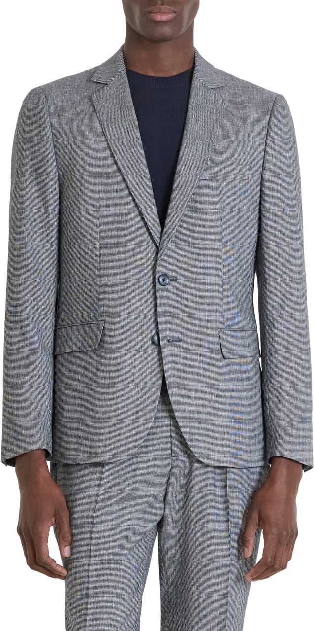 Antony Morato JACKET LUIS REGULAR FIT IN STRETCH DOBBY COTTON LINEN BLEND FABRIC MICROPATTERN Blauw