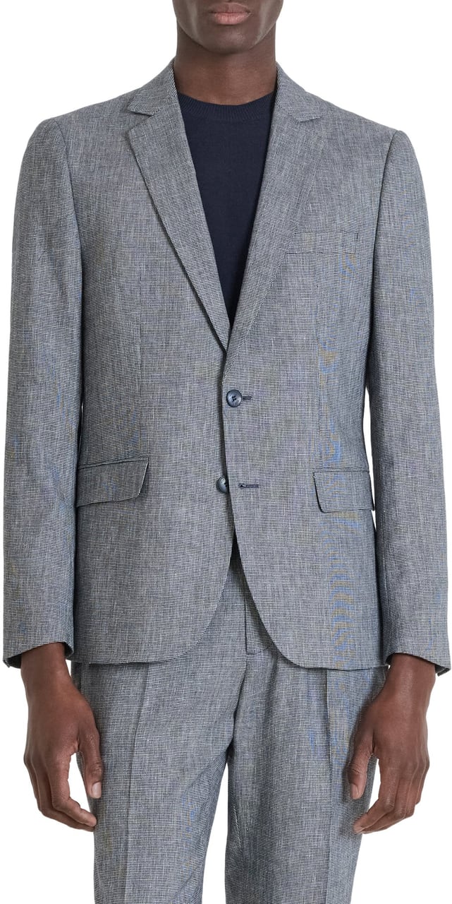 Antony Morato JACKET LUIS REGULAR FIT IN STRETCH DOBBY COTTON LINEN BLEND FABRIC MICROPATTERN Blauw