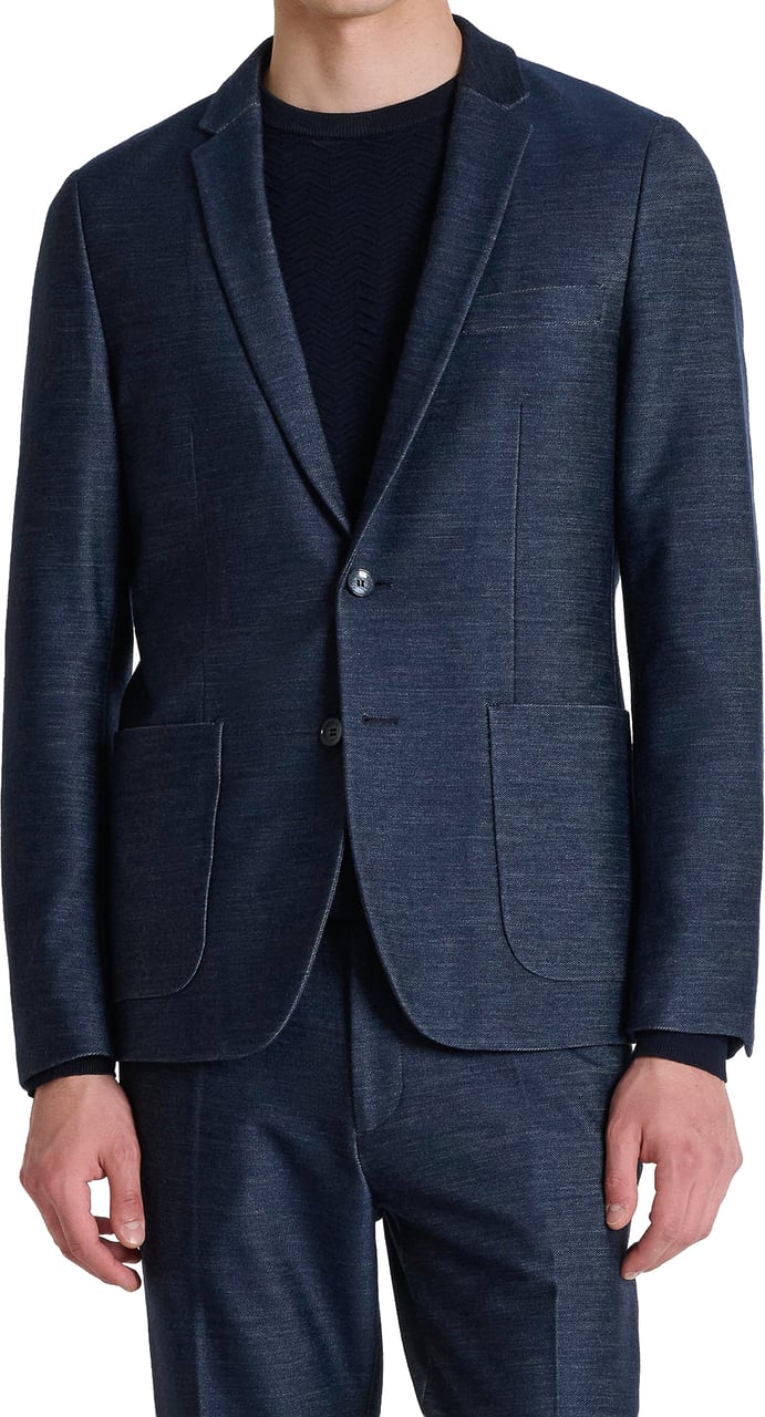 Antony Morato JACKET SLIM RAD IN KNIT STRETCH VISCOSE BLEND FABRIC Blauw