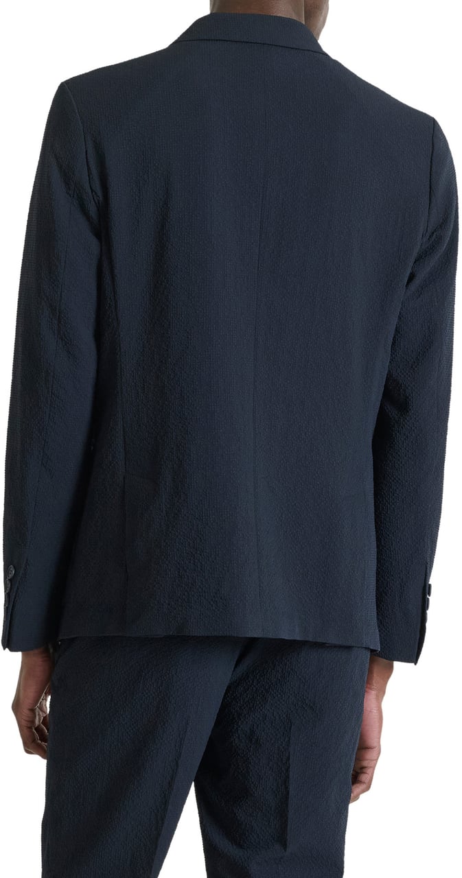 Antony Morato JACKET JULIE SLIM FIT IN SEERSUCKER FABRIC WITHOUT SHOULDERS PADDING Blauw