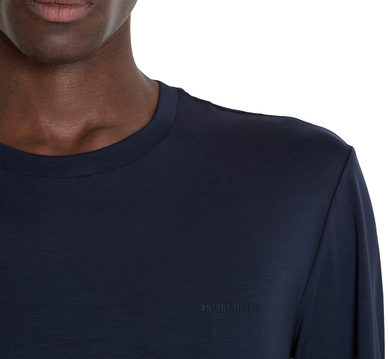 Antony Morato T-SHIRT SLIM FIT IN LYOCELL BLEND  FABRIC WITH PRINT ON HEART Blauw