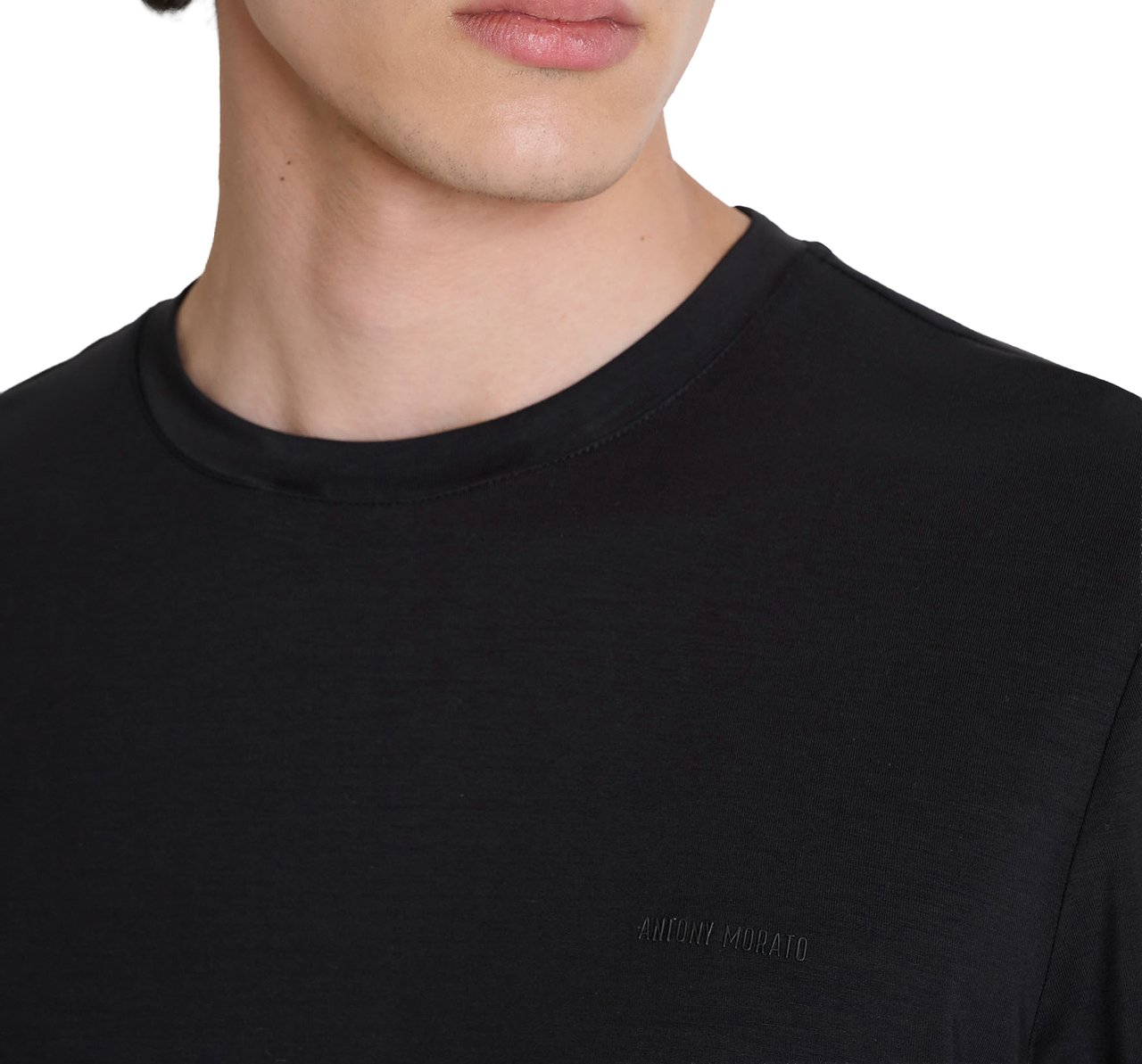 Antony Morato T-SHIRT SLIM FIT IN LYOCELL BLEND  FABRIC WITH PRINT ON HEART Zwart