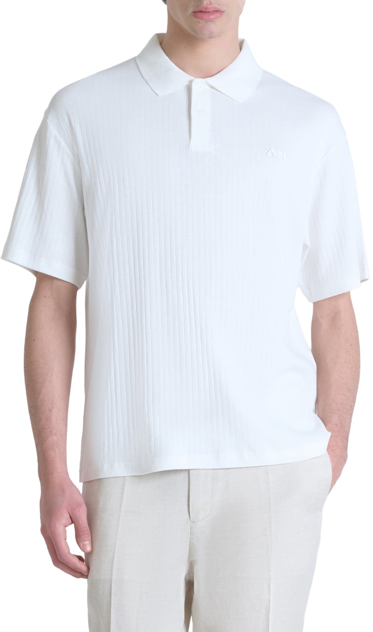 Antony Morato POLO RELAXED FIT IN DOBBY COTTON FABRIC STIPES MOTIF WITH EMBROIDERED LOGO Beige