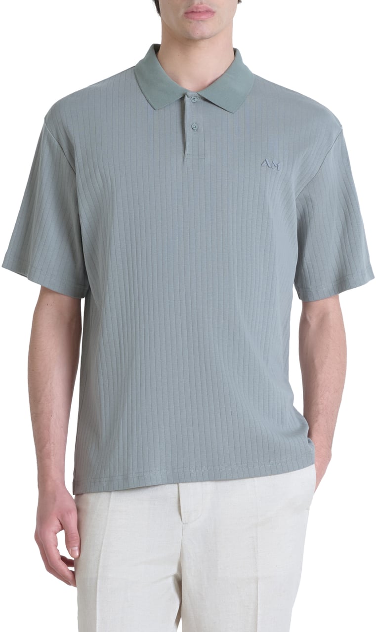 Antony Morato POLO RELAXED FIT IN DOBBY COTTON FABRIC STIPES MOTIF WITH EMBROIDERED LOGO Groen