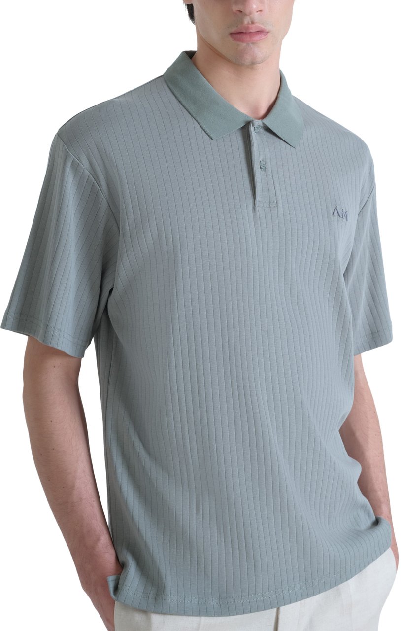Antony Morato POLO RELAXED FIT IN DOBBY COTTON FABRIC STIPES MOTIF WITH EMBROIDERED LOGO Groen