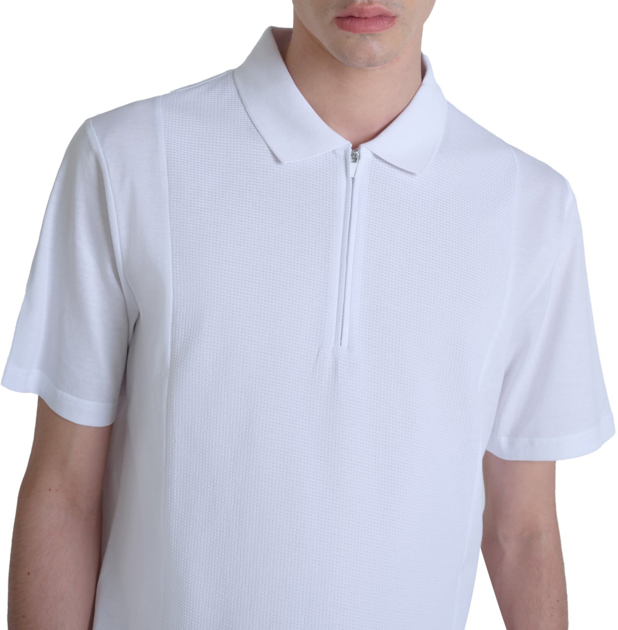 Antony Morato POLO REGULAR FIT IN MERCERIZED JERSEY COTTON WITH CONTRAST IN DOBBY COTTON AND FOAM LOGO PRINT Wit