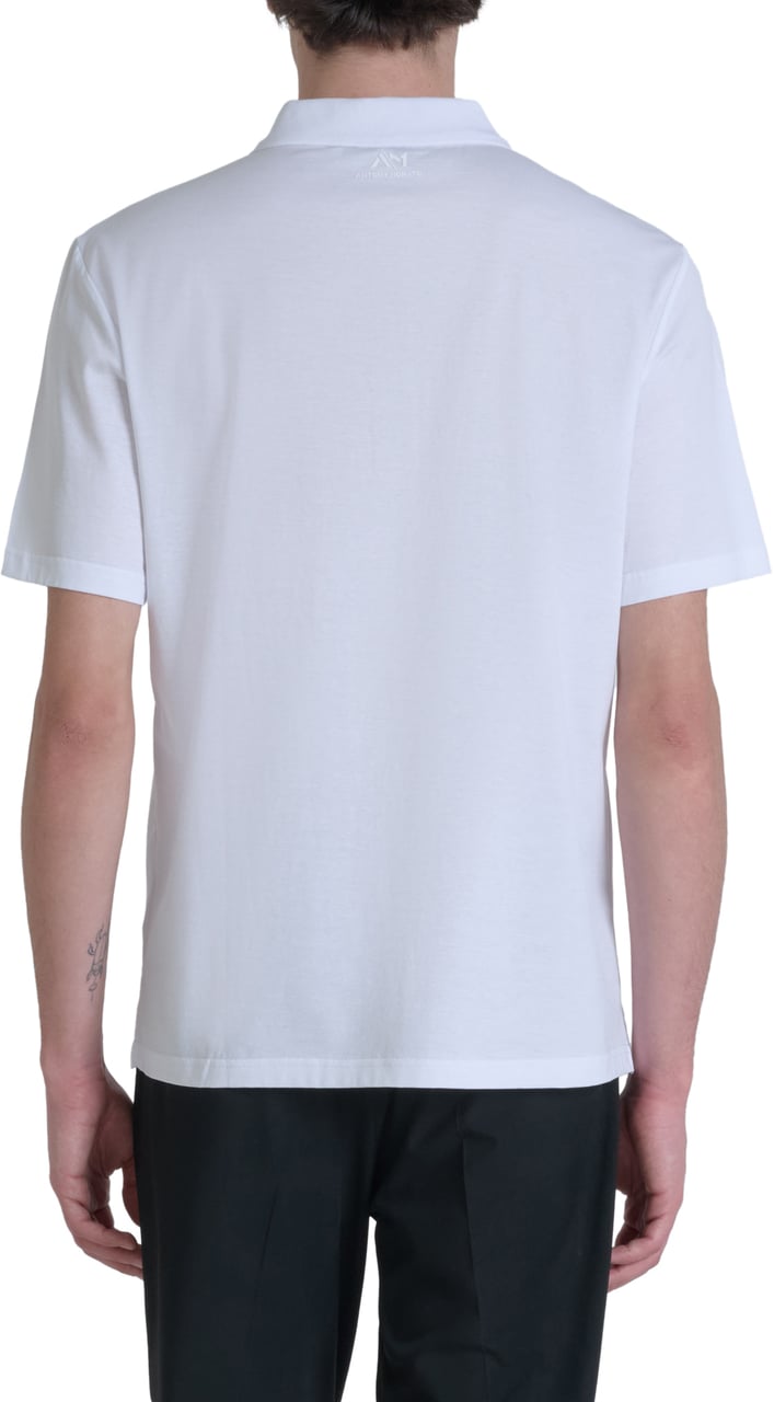 Antony Morato POLO REGULAR FIT IN MERCERIZED JERSEY COTTON WITH CONTRAST IN DOBBY COTTON AND FOAM LOGO PRINT Wit