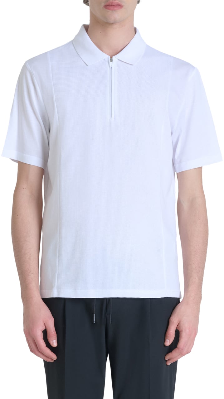 Antony Morato POLO REGULAR FIT IN MERCERIZED JERSEY COTTON WITH CONTRAST IN DOBBY COTTON AND FOAM LOGO PRINT Wit