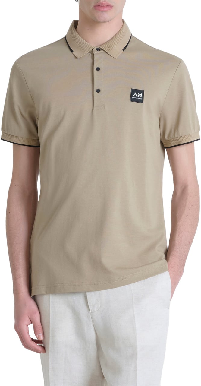 Antony Morato POLO REGULAR FIT IN MERCERIZED PIQUET COTTON FABRIC WITH WOVEN LOGO PATCH Divers