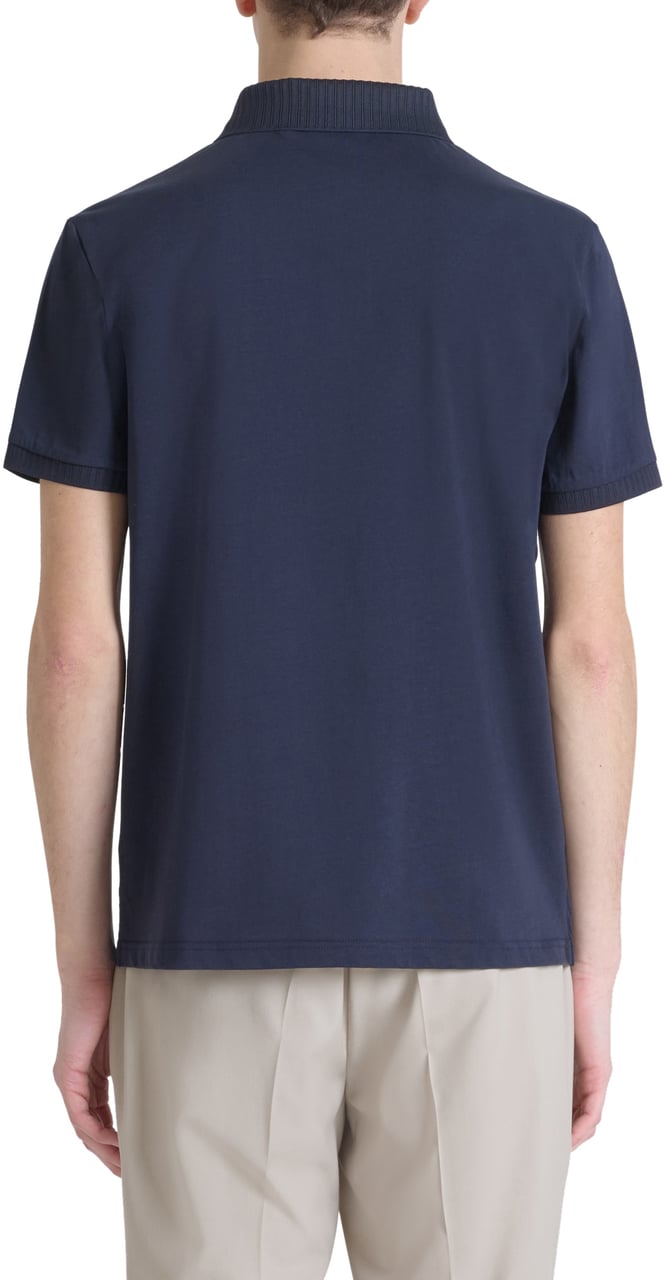 Antony Morato POLO REGULAR FIT IN JERSEY COTTON FABRIC WITH FOAM LOGO PRINT Blauw