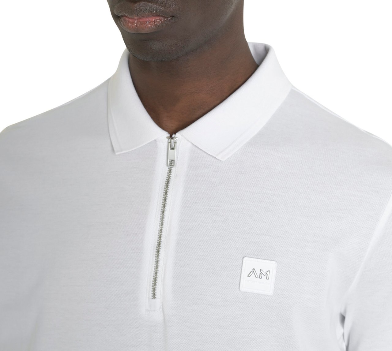 Antony Morato POLO REGULAR FIT IN MERCERIZED PIQUET COTTON FABRIC WITH METAL BADGE ON RUBBER PATCH Wit