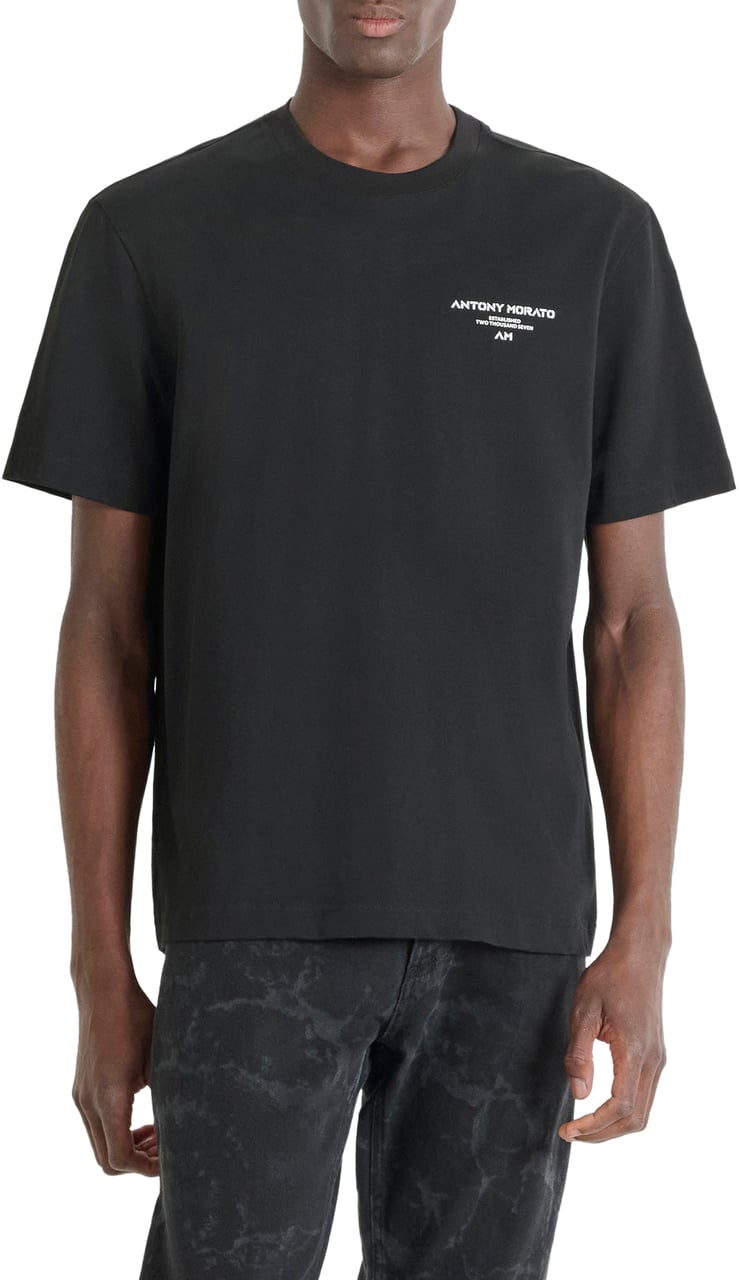Antony Morato T-SHIRT RELAXED FIT IN JERSEY COTTON FABRIC WITH PRINT Zwart