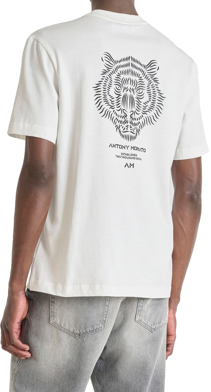 Antony Morato T-SHIRT RELAXED FIT IN JERSEY COTTON FABRIC WITH RUBBER INJECTION LOGO PRINT Beige