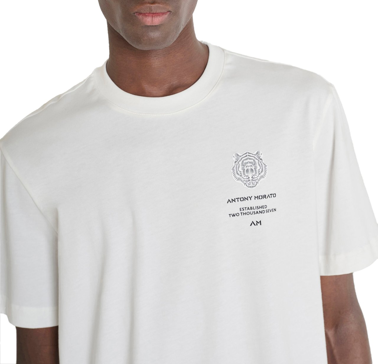 Antony Morato T-SHIRT RELAXED FIT IN JERSEY COTTON FABRIC WITH RUBBER INJECTION LOGO PRINT Beige