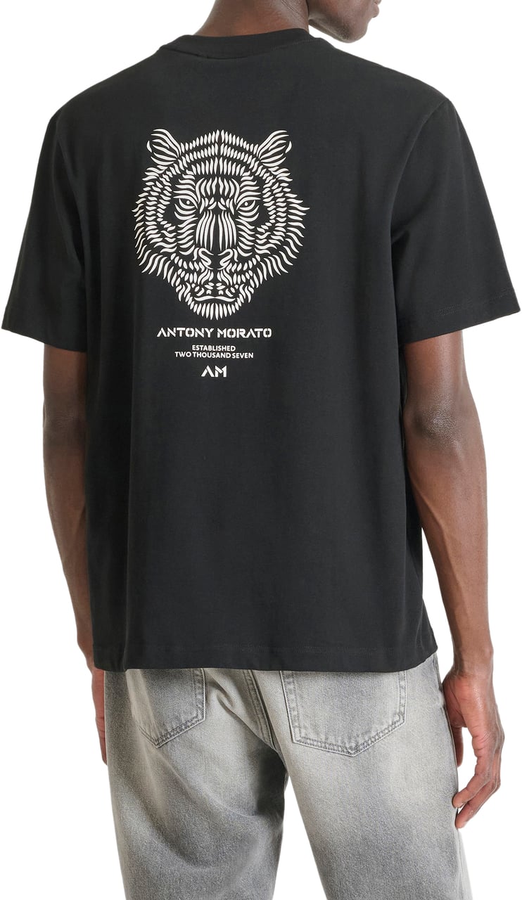 Antony Morato T-SHIRT RELAXED FIT IN JERSEY COTTON FABRIC WITH RUBBER INJECTION LOGO PRINT Zwart