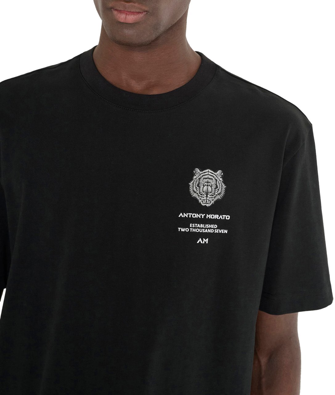 Antony Morato T-SHIRT RELAXED FIT IN JERSEY COTTON FABRIC WITH RUBBER INJECTION LOGO PRINT Zwart