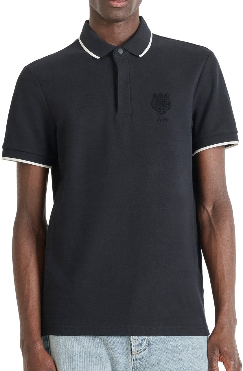Antony Morato POLO REGULAR FIT IN MERCERIZED PIQUET COTTON FABRIC WITH FLOCK PRINT Blauw