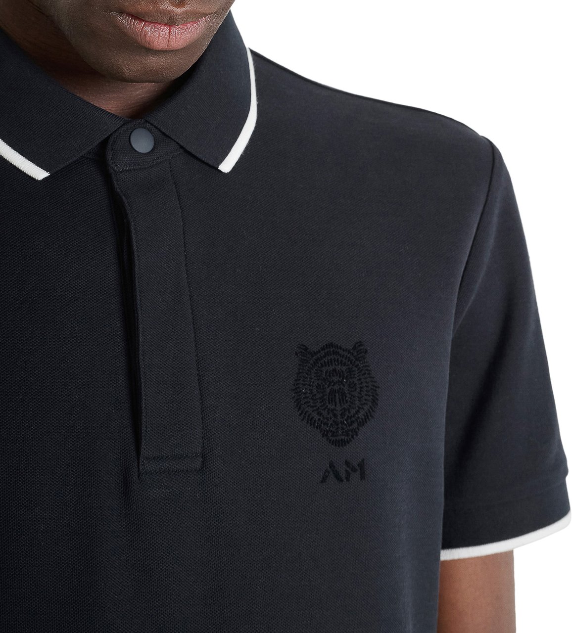 Antony Morato POLO REGULAR FIT IN MERCERIZED PIQUET COTTON FABRIC WITH FLOCK PRINT Blauw