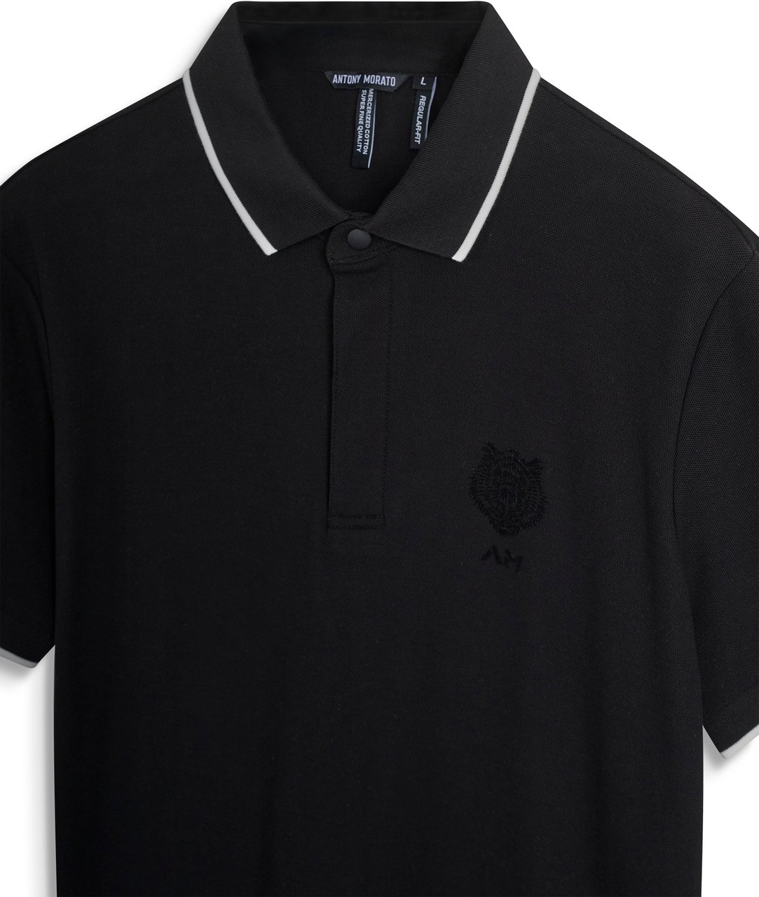 Antony Morato POLO REGULAR FIT IN MERCERIZED PIQUET COTTON FABRIC WITH FLOCK PRINT Zwart