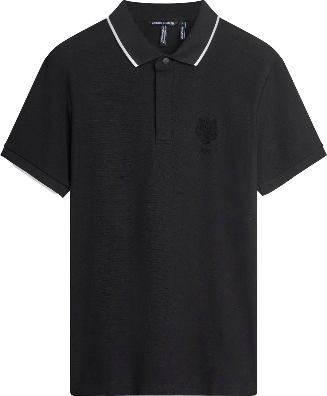 Antony Morato POLO REGULAR FIT IN MERCERIZED PIQUET COTTON FABRIC WITH FLOCK PRINT Zwart