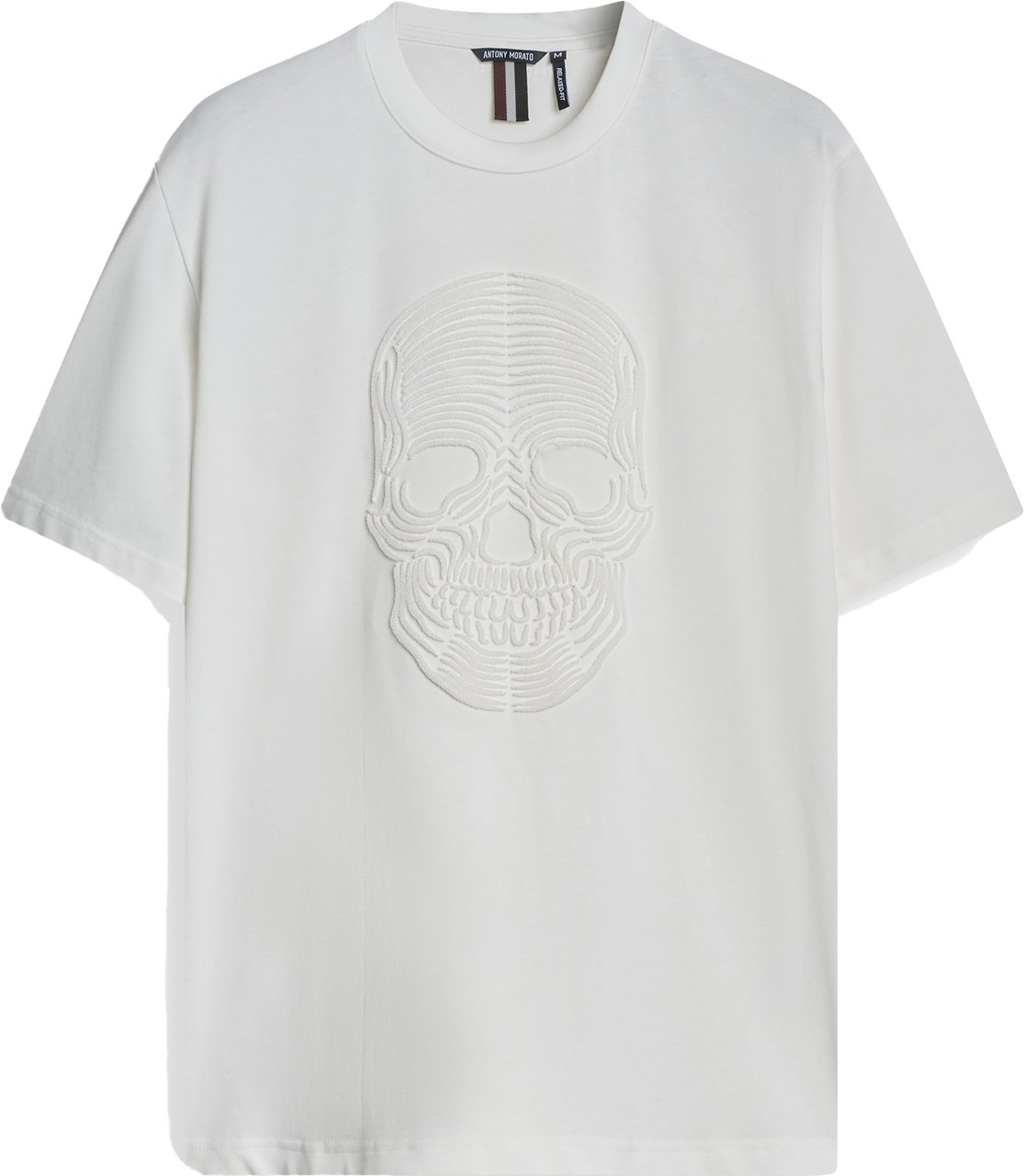 Antony Morato T-SHIRT RELAXED FIT  WITH SKULL SPONGE PRINT Beige