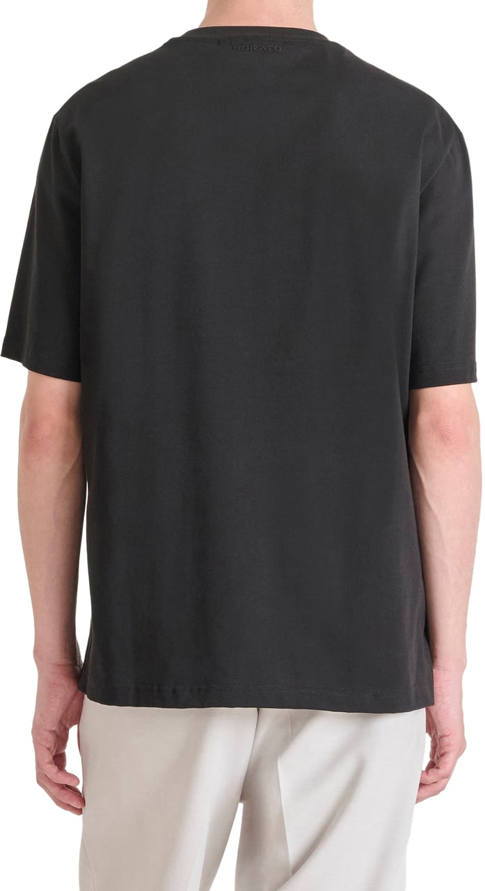 Antony Morato T-SHIRT RELAXED FIT  IN JERSEY COTTON FABRIC WITH SKULL SPONGE PRINT Zwart