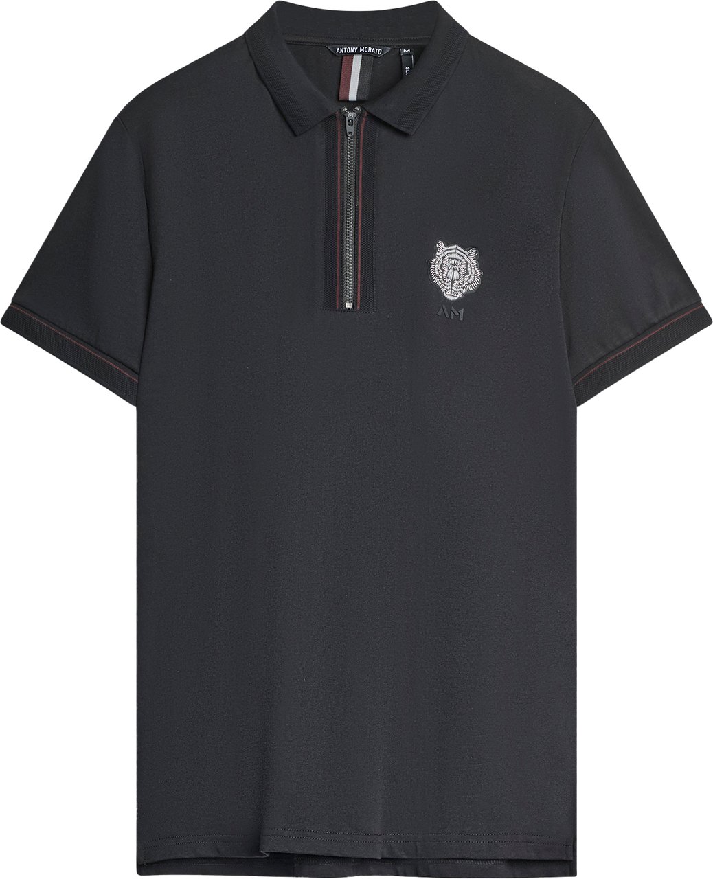 Antony Morato T-SHIRT SLIM FIT IN JERSEY COTTON FABRIC WITH RUBBER INJECTION PRINT PATCH EFFECT Zwart