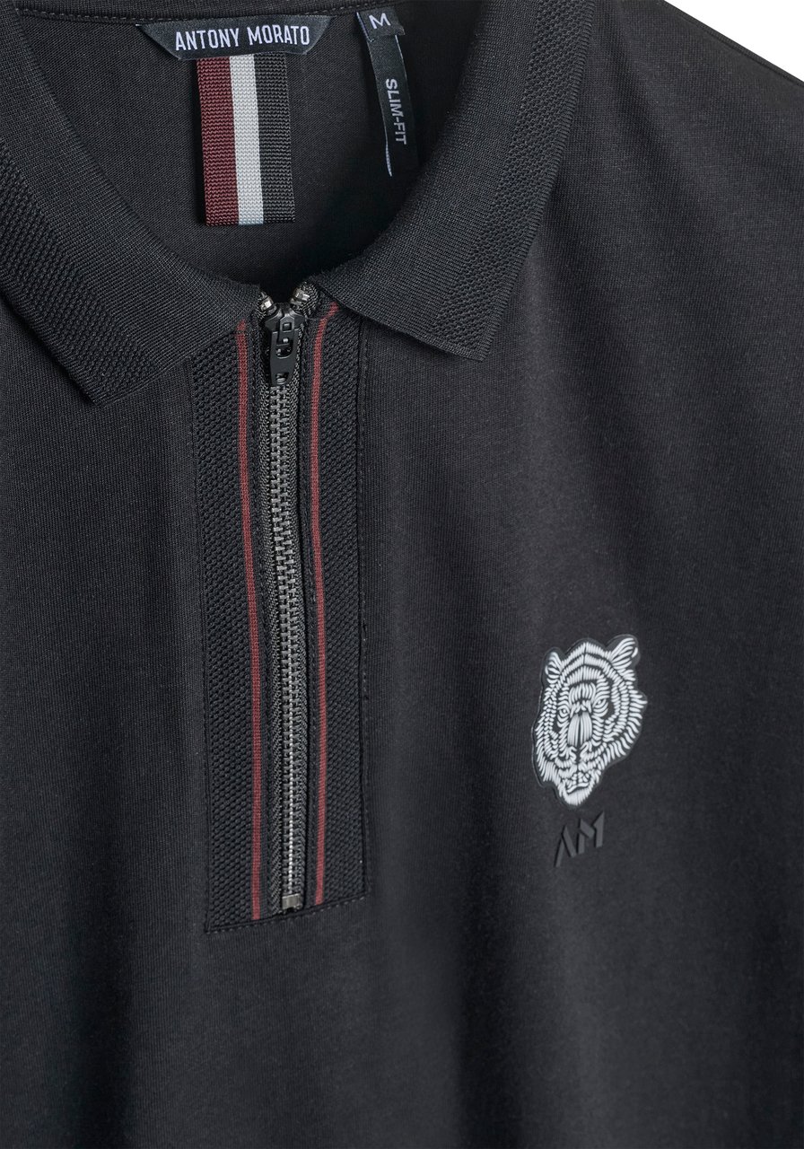 Antony Morato T-SHIRT SLIM FIT IN JERSEY COTTON FABRIC WITH RUBBER INJECTION PRINT PATCH EFFECT Zwart