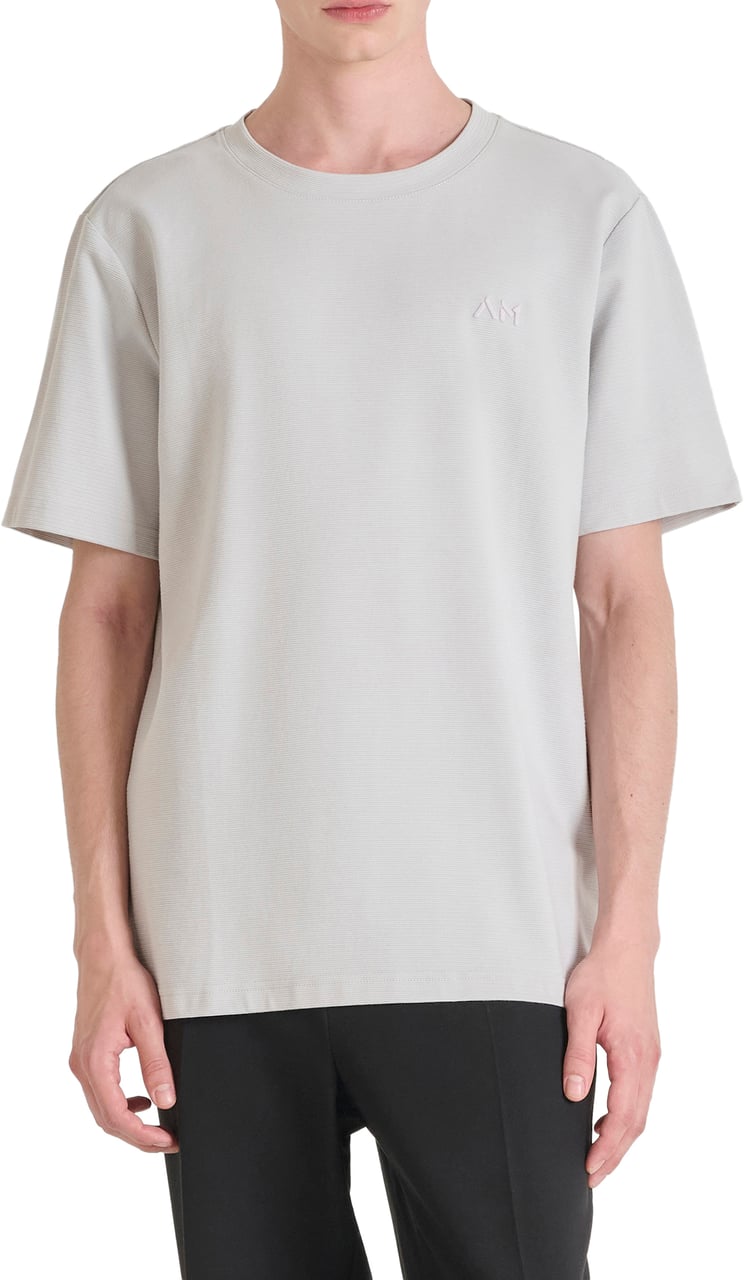 Antony Morato T-SHIRT RELAXED FIT IN DOBBY JERSEY FABRIC WITH EMBROIDERED LOGO Wit