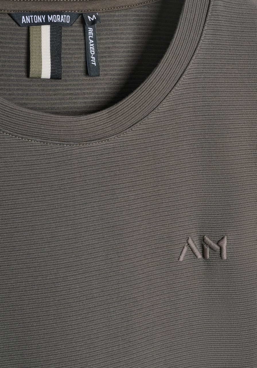 Antony Morato T-SHIRT RELAXED FIT IN DOBBY JERSEY FABRIC WITH EMBROIDERED LOGO Groen