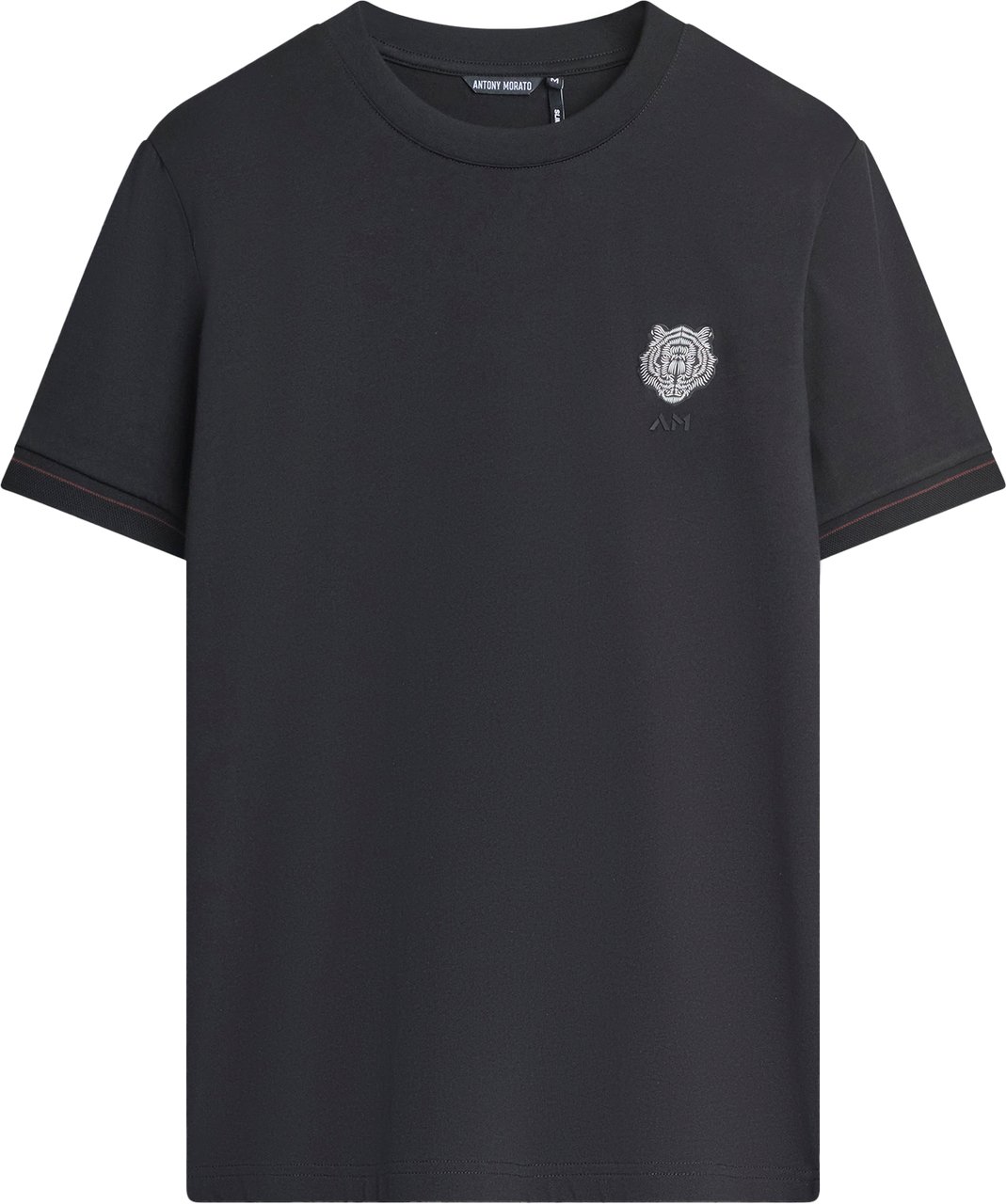 Antony Morato T-SHIRT SLIM FIT IN JERSEY COTTON FABRIC WITH RUBBER INJECTION LOGO PRINT PATCH EFFECT Zwart