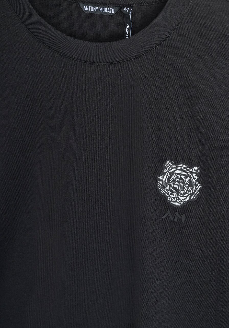 Antony Morato T-SHIRT SLIM FIT IN JERSEY COTTON FABRIC WITH RUBBER INJECTION LOGO PRINT PATCH EFFECT Zwart