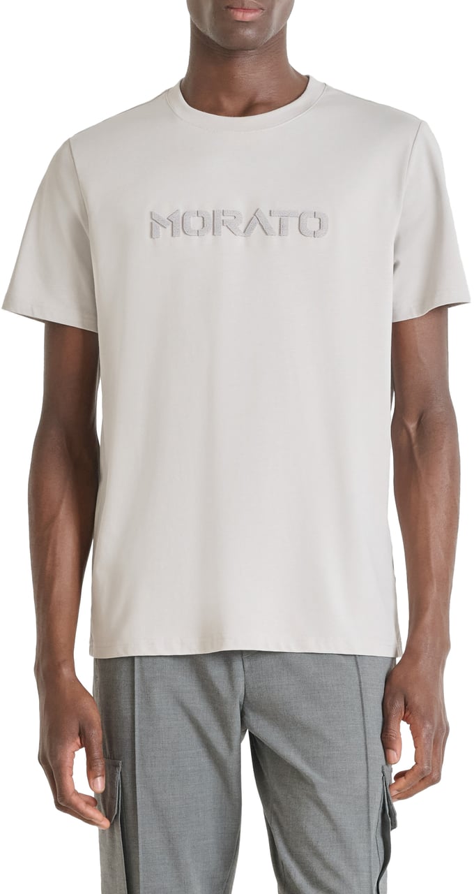 Antony Morato T-SHIRT REGULAR FIT IN JERSEY COTTON FABRIC WITH SPONGE LOGO PRINT Wit