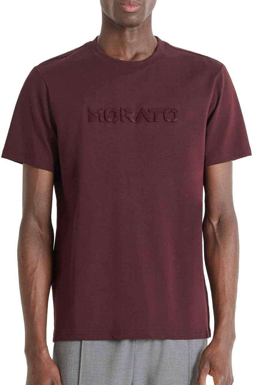 Antony Morato T-SHIRT REGULAR FIT IN JERSEY COTTON FABRIC WITH SPONGE LOGO PRINT Rood