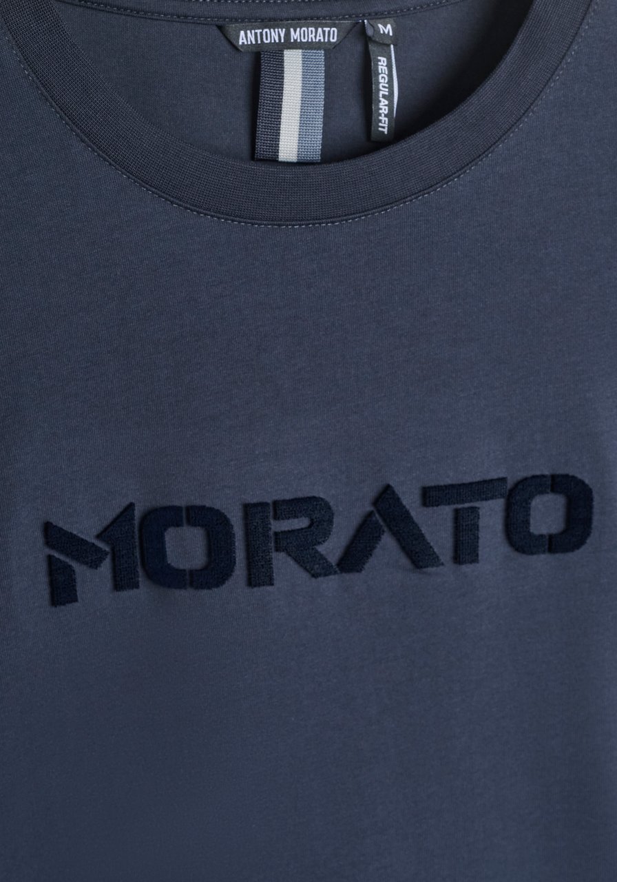 Antony Morato T-SHIRT REGULAR FIT WITH SPONGE LOGO PRINT Blauw