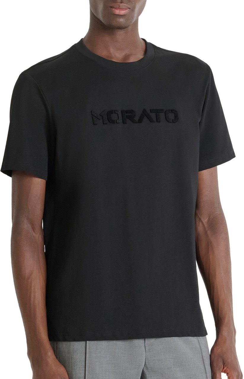 Antony Morato T-SHIRT REGULAR FIT IN JERSEY COTTON FABRIC WITH SPONGE LOGO PRINT Zwart