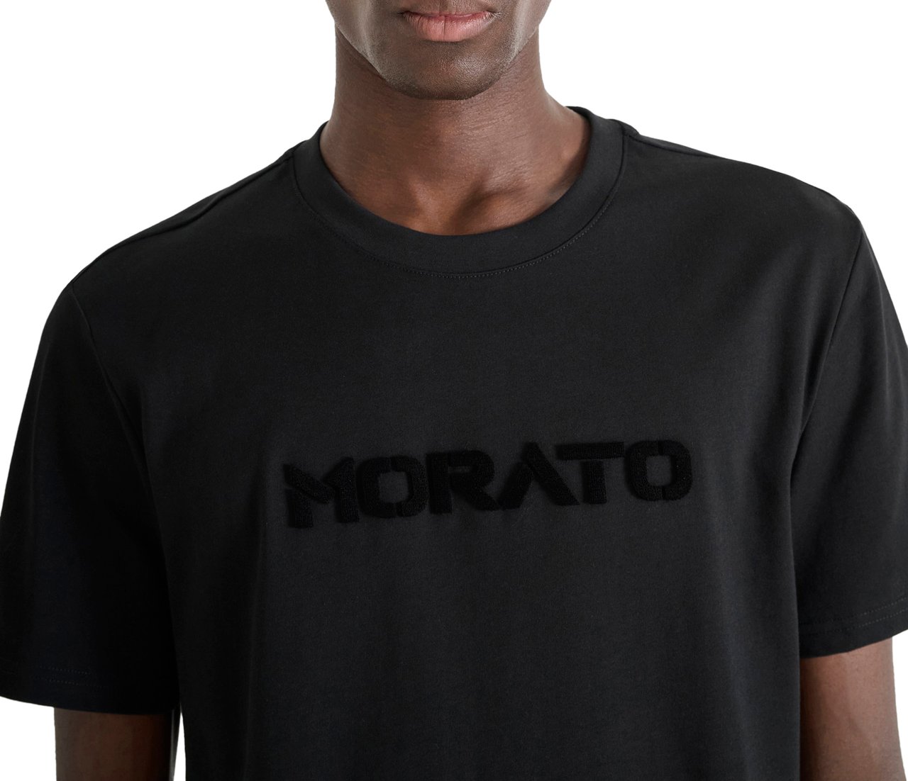 Antony Morato T-SHIRT REGULAR FIT IN JERSEY COTTON FABRIC WITH SPONGE LOGO PRINT Zwart