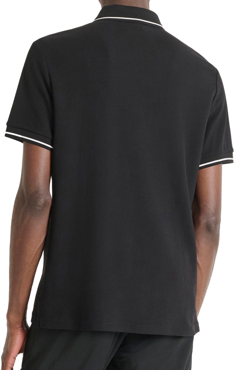 Antony Morato POLO REGULAR FIT PIQUET COTTON FABRIC WITH RUBBER FLOCK  LOGO PRINT Zwart