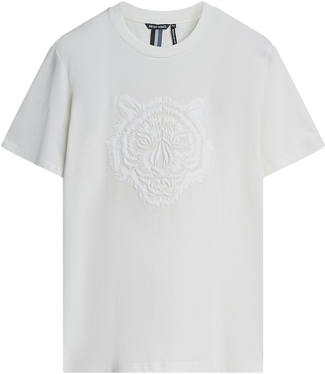 Antony Morato T-SHIRT REGULAR FIT WITH PRISM SHAPE RUBBER TIGER PRINT Beige