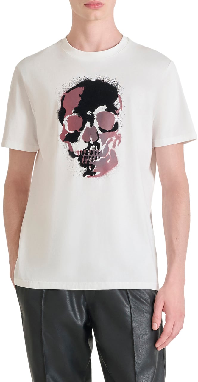 Antony Morato T-SHIRT REGULAR FIT IN JERSEY COTTON FABRIC WITH RUBBER AND FLOCK PRINT Beige