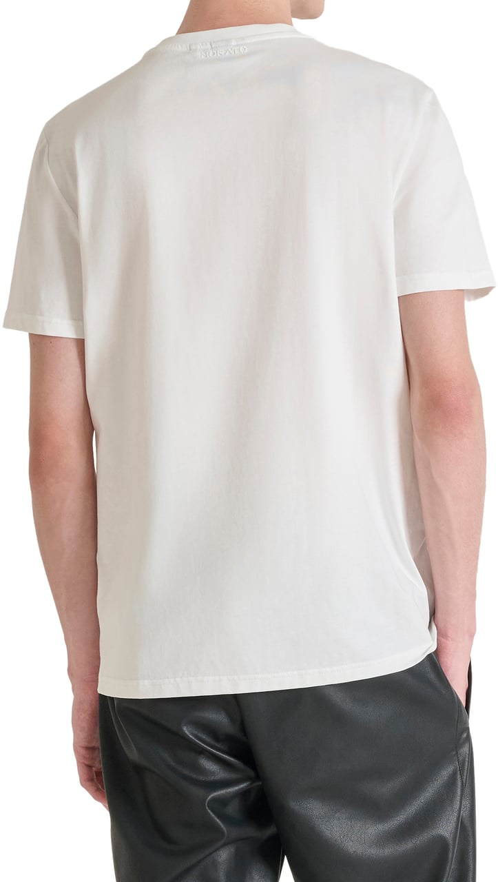 Antony Morato T-SHIRT REGULAR FIT IN JERSEY COTTON FABRIC WITH RUBBER AND FLOCK PRINT Beige