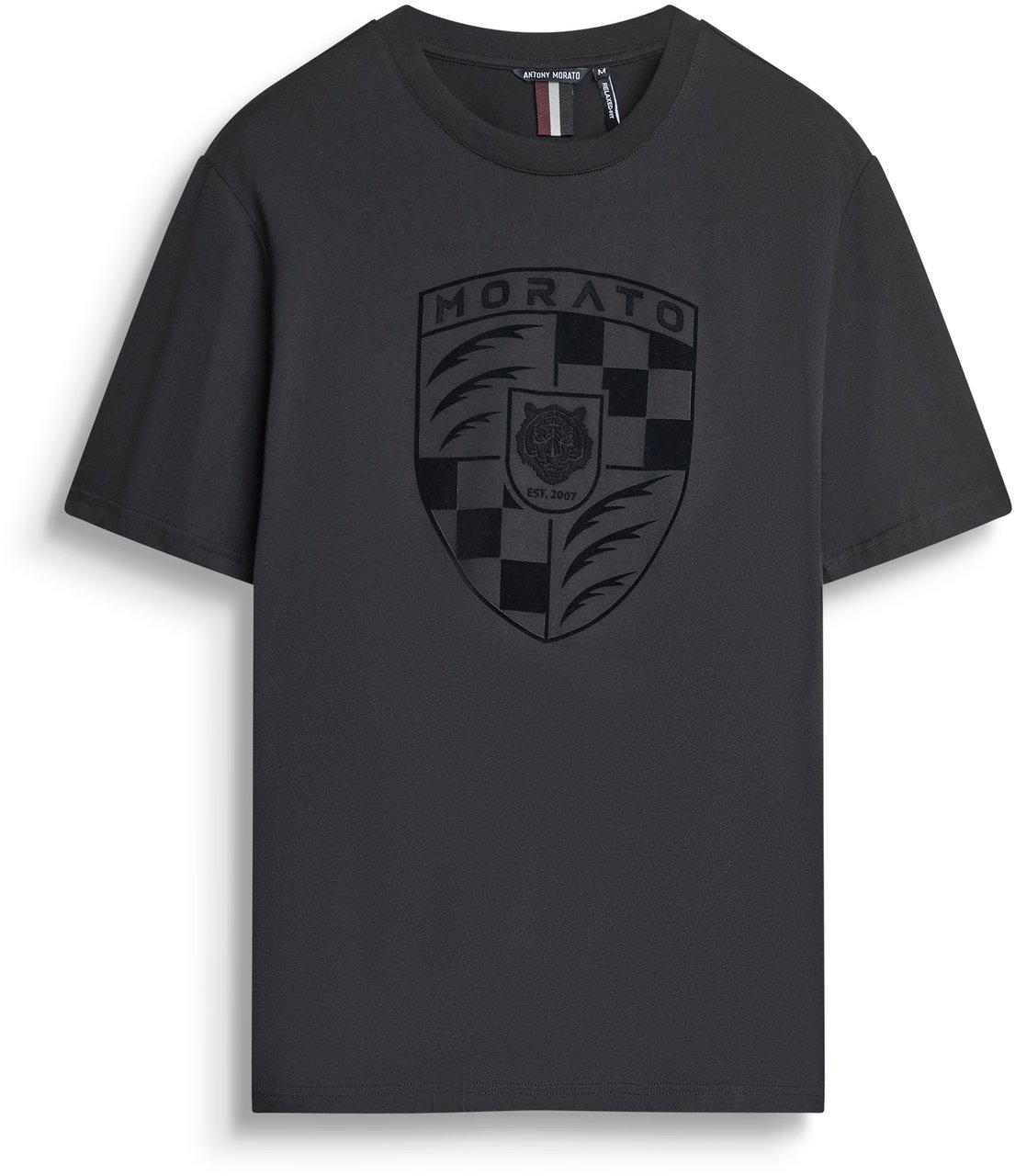 Antony Morato T-SHIRT RELAXED WITH RUBBER AND FLOCK LOGO PRINT Zwart