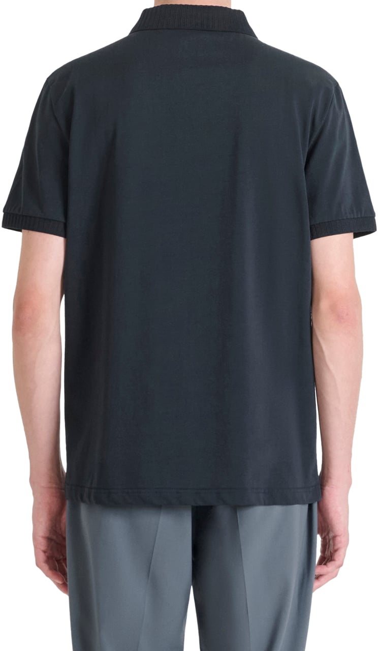 Antony Morato POLO REGULAR FIT IN JERSEY COTTON FABRIC WITH RUBBER FLOCK LOGO PRINT Blauw