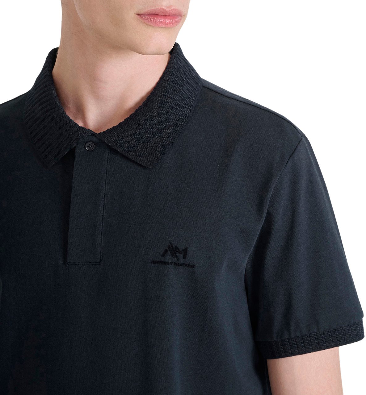 Antony Morato POLO REGULAR FIT IN JERSEY COTTON FABRIC WITH RUBBER FLOCK LOGO PRINT Blauw