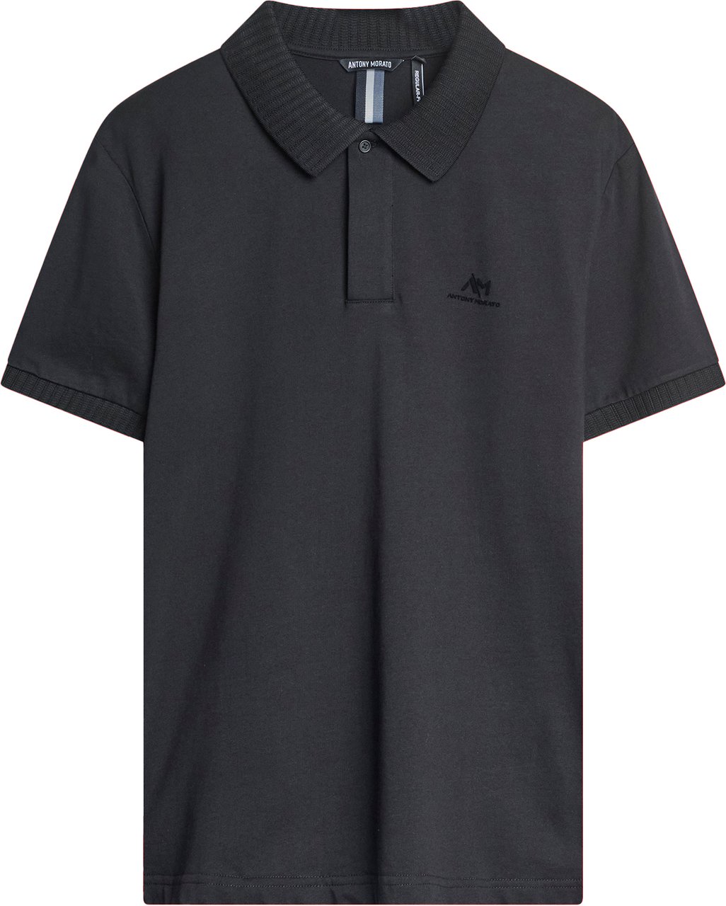 Antony Morato POLO REGULAR FIT WITH RUBBER FLOCK LOGO PRINT Zwart